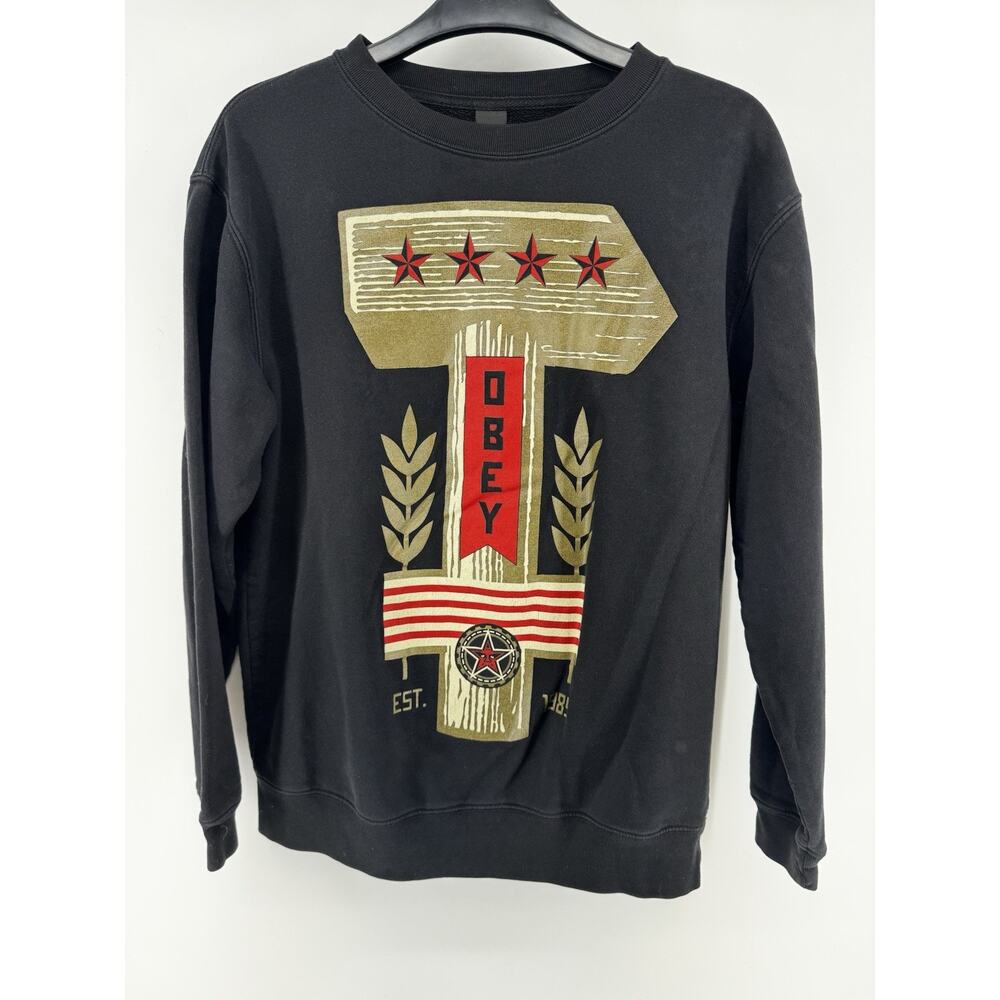 Obey Worldwide Propaganda Crewneck Sweatshirt Mens Black Size Medium